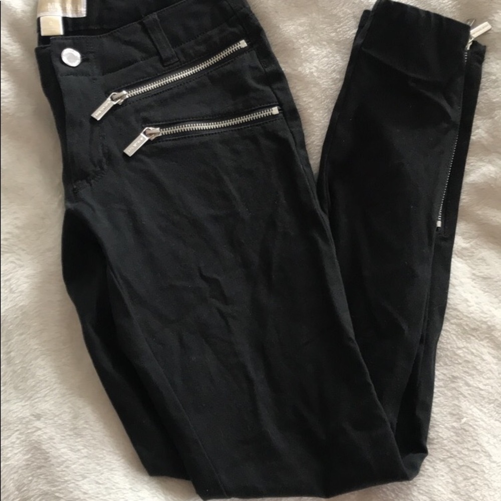 Michael kors black skinny jeans with zippers
